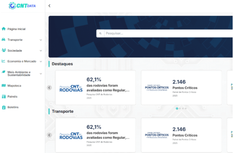 Leia mais sobre o artigo Nova plataforma CNT Data amplia acesso a informações estratégicas do transporte