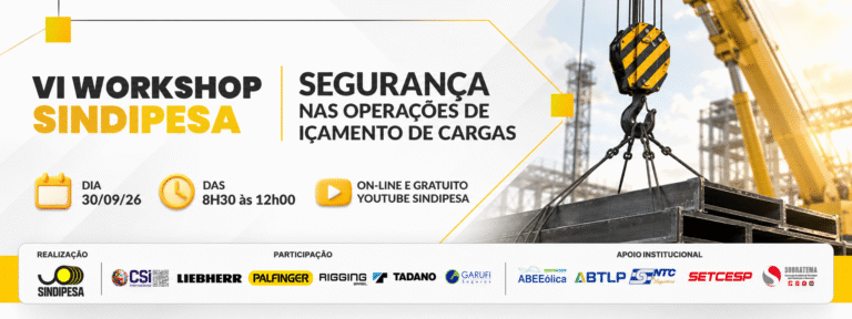 Leia mais sobre o artigo VI Workshop SINDIPESA reunirá especialistas para discutir segurança, tecnologia e manutenção em operações de içamento